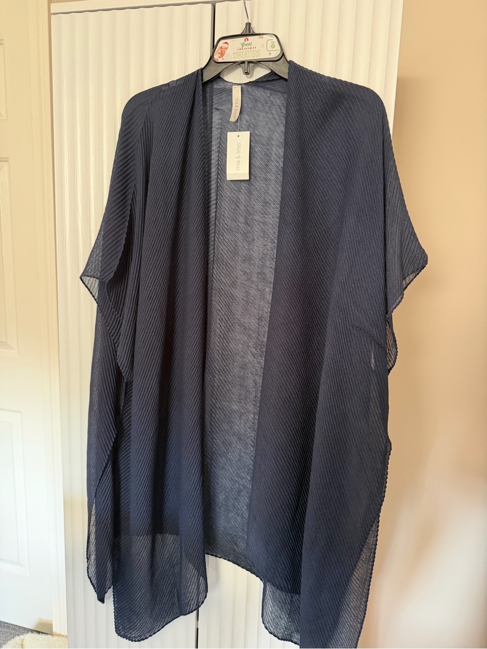 Sheer Navy Kimono Cape Cardigan by Mia & Tess NWT